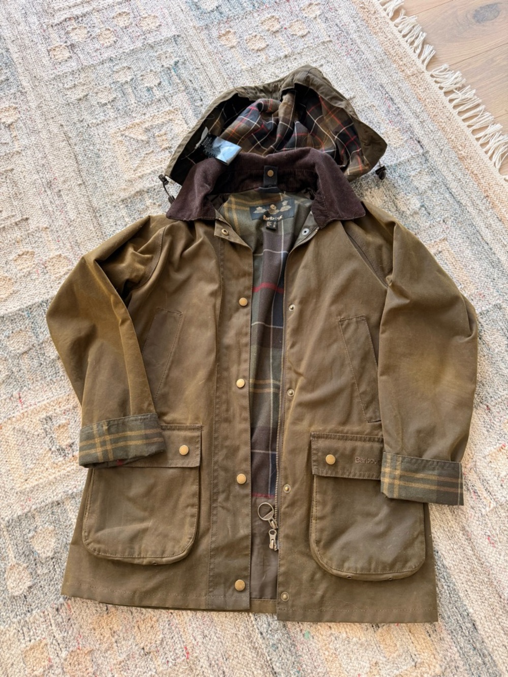Barbour Acorn Olive Waxed Cotton Hooded Jacket